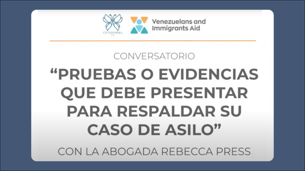 Video Thumbnail showing title Pruebas o evidencias a presentar para respaldar su caso de asilo