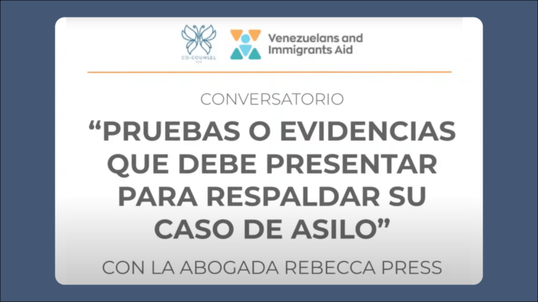 Video Thumbnail showing title Pruebas o evidencias a presentar para respaldar su caso de asilo